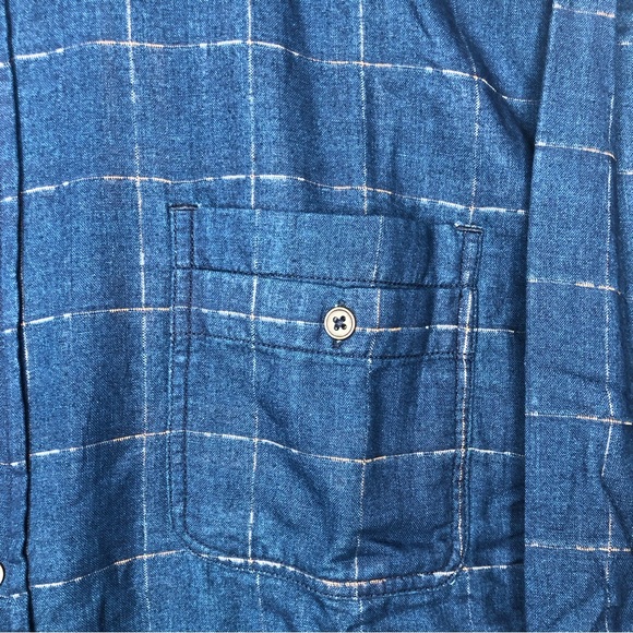Carbon 2 Cobalt Double Cloth Shirt Men XL Blue Windowpane Button Up Plaid Lining - Picture 5 of 15